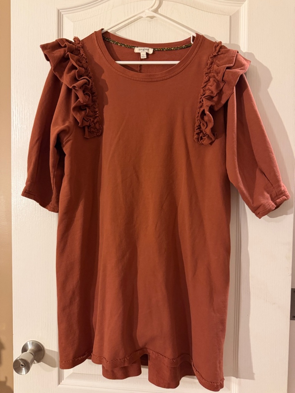 Umgee Ruffled Shoulder Tunic Dress - Rust